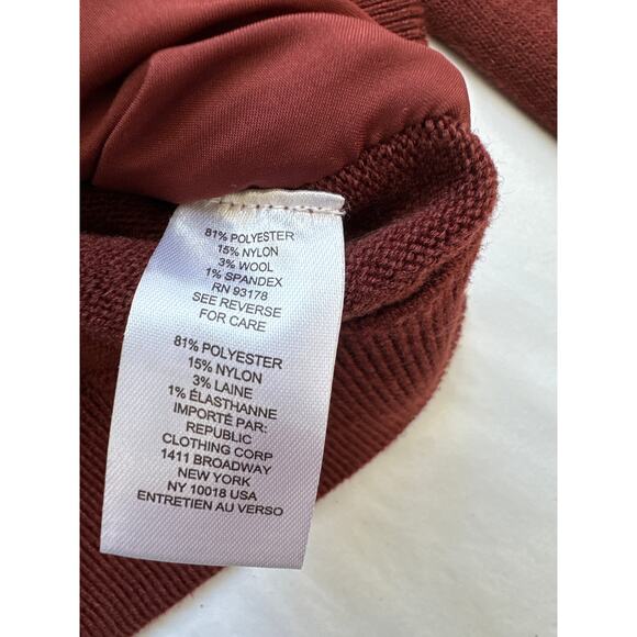 Industry Republic Burgundy Quilted Wool Blend Bomber Jacket Size Small - Picture 6 of 7